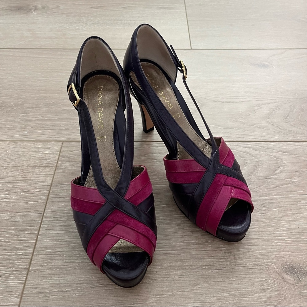 Dana Davis Purple and Pink Strappy Heels